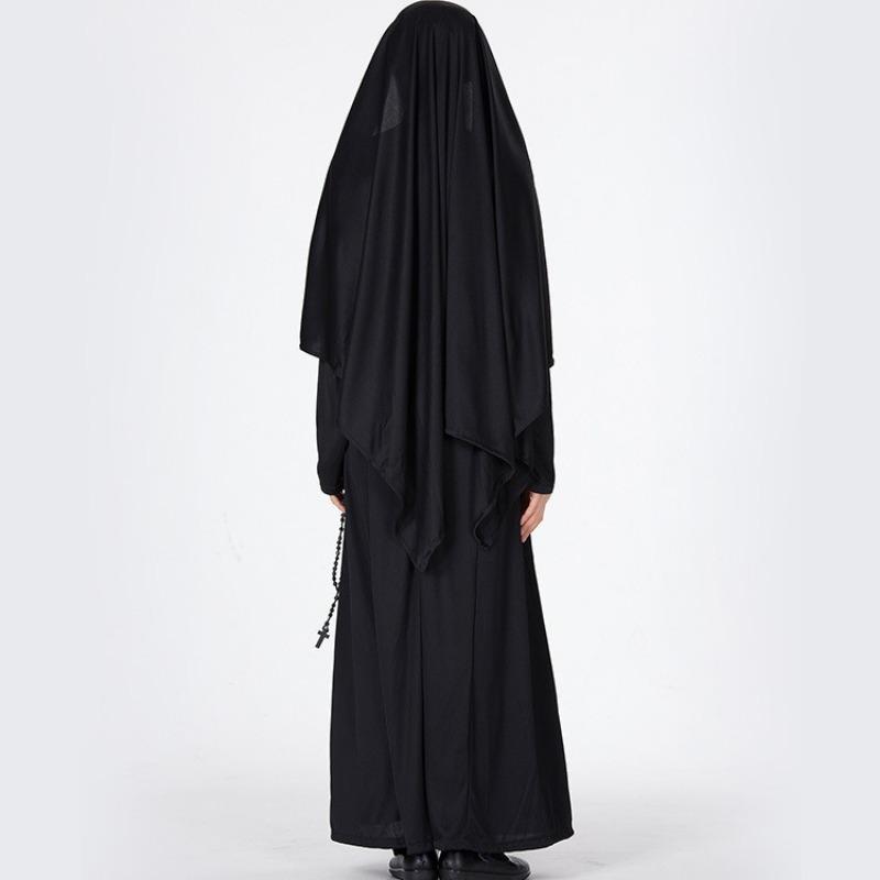 Halloween nun costumes, Virgin Mary stage performance black robe
