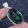 Ruby Zosite Gemstone Handmade 925 Sterling Silver Jewelry Pendant 1.85" r8l34
