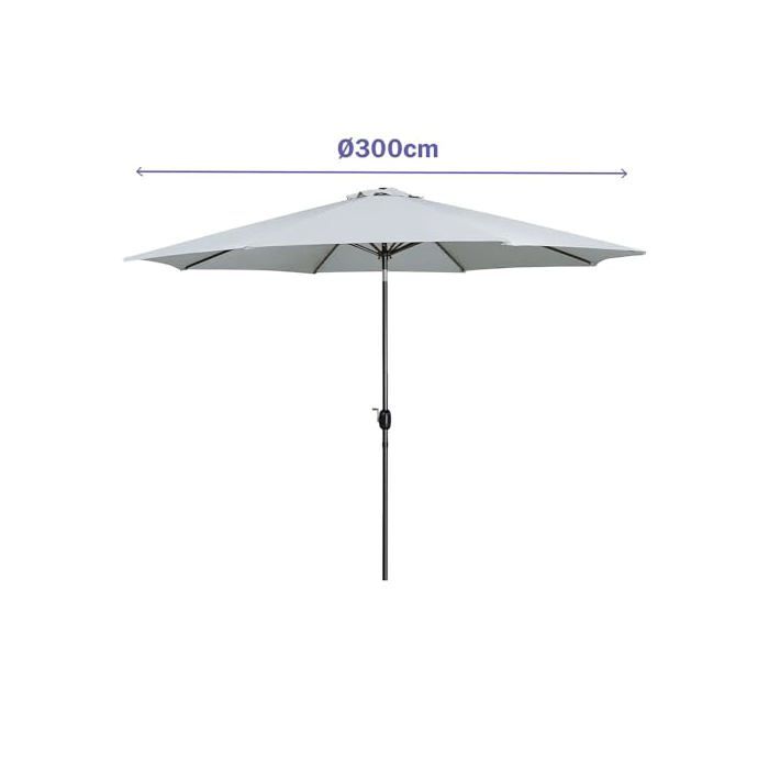 Hexagonal Steel Parasol - MARBUENO SUMMER - D300 Cm - White - 8 Ribs - Foldable and Portable - Chimney Type Roof