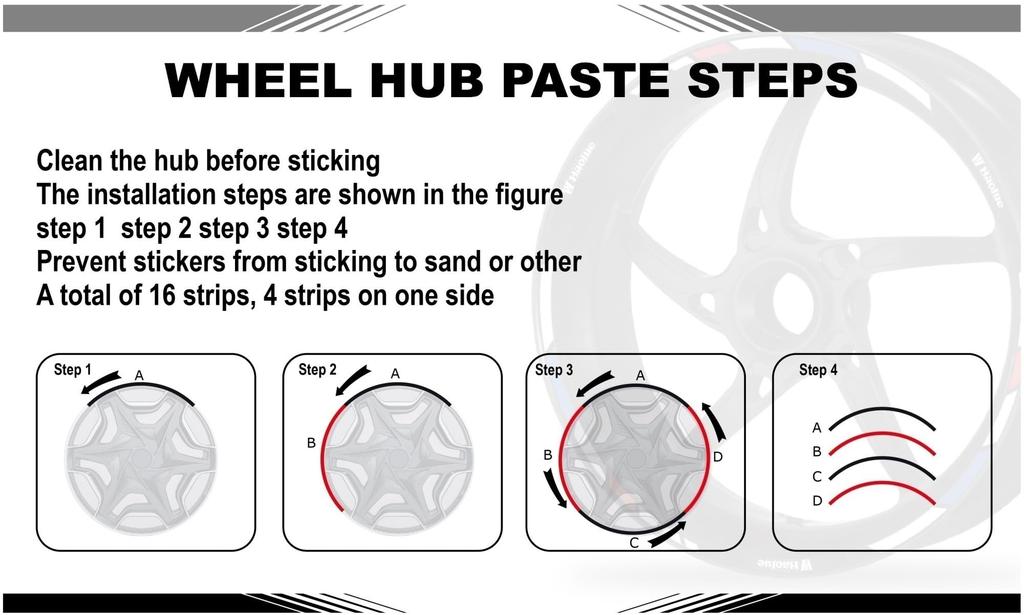 Sticker Motorcycle Hub Sticker Wheel Sticker Rim Sticker Set Fit Yamaha Yzf R1 R1 Front Rear Full Set Decal (Black)