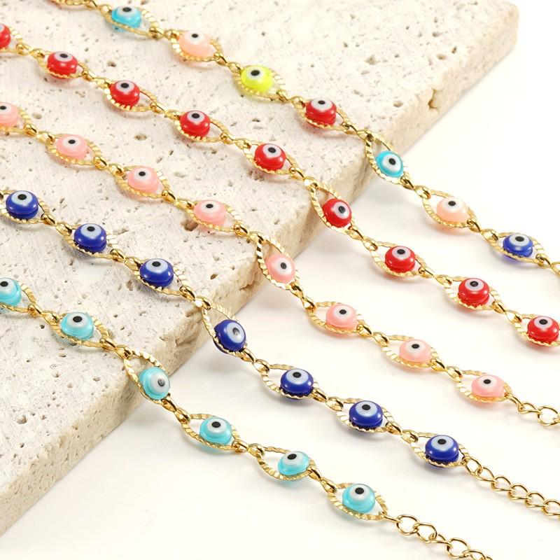 18K Stainless Steel Evil Eye Spliced Women's Bracelet - European & American Style