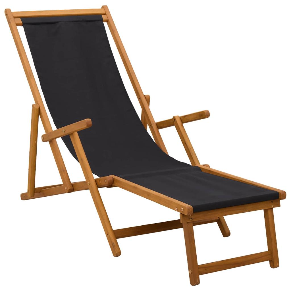 Foldable Sun Lounger 3 Positions Solid Eucalyptus Wood