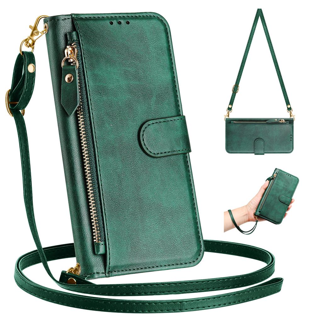 Applicable To iPhone16 Multi-card Leather Case 15plus Zipper Wallet Card Multi-function Oblique Span Protective Case 14plus