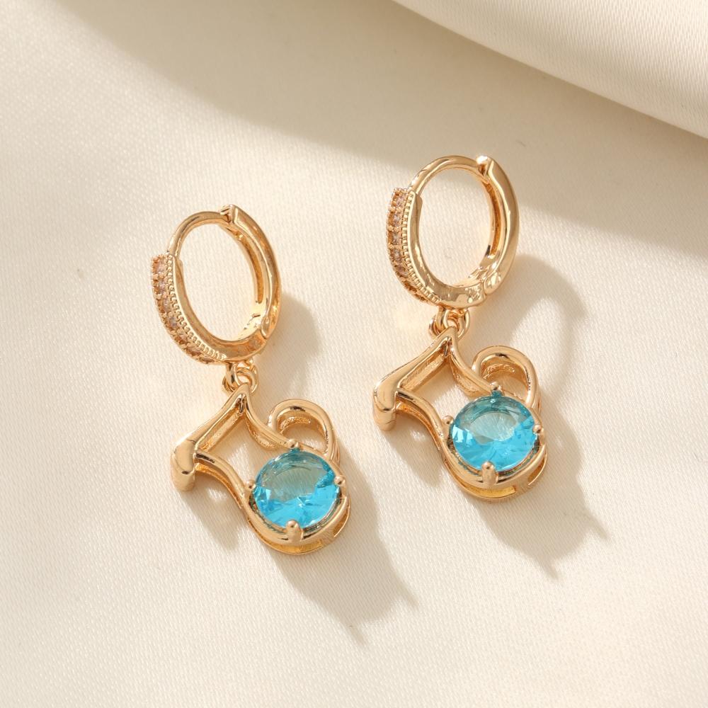 Sparkling Yellow Zirconia  Dangle Earrings for Women Earring Jewelry Wedding Party Accessories