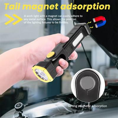 COB Rechargeable Work Light Foldable Multifunctional Strong Magnetic Portable Lighting Emergency Car Maintenance Work Light Hot