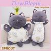 Gray Cat Plush Pillow With Pp Cotton Filling For Kids And Teens Gift