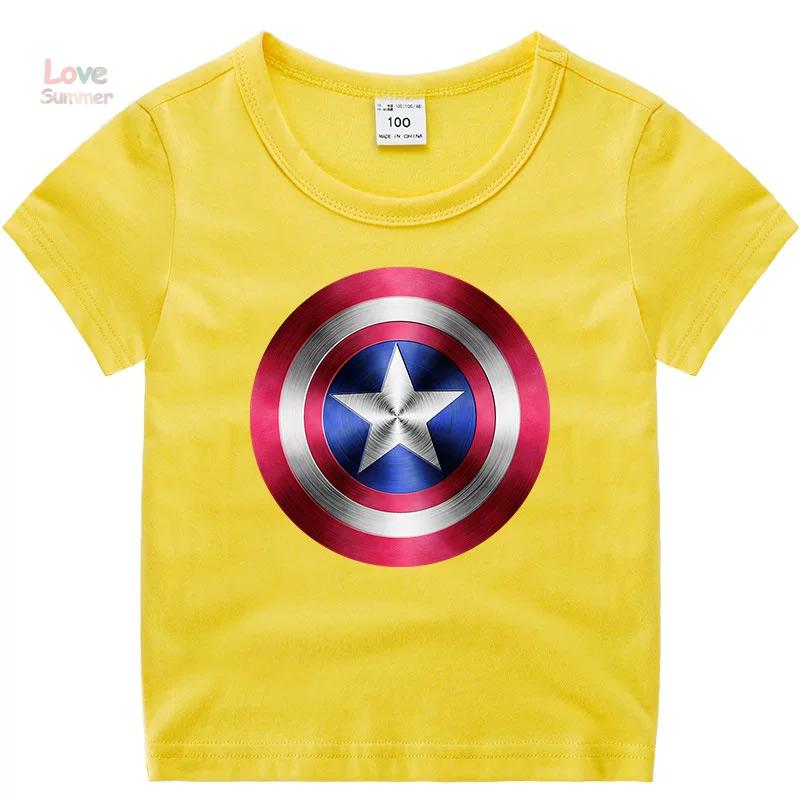 2026 children Printed Captain America's Shield Pattern, Boys Short Sleeved Sports Casual, unisex T-shirt