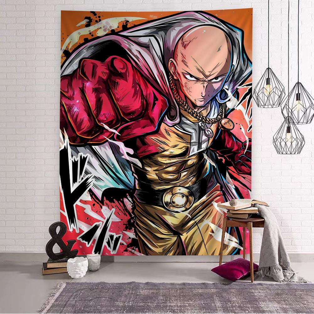 

One Punch Man Saitama Cartoon Tapestry Art Science Fiction Room Home Decor Wall Hanging Home Decor 74x94cm(29x37in)