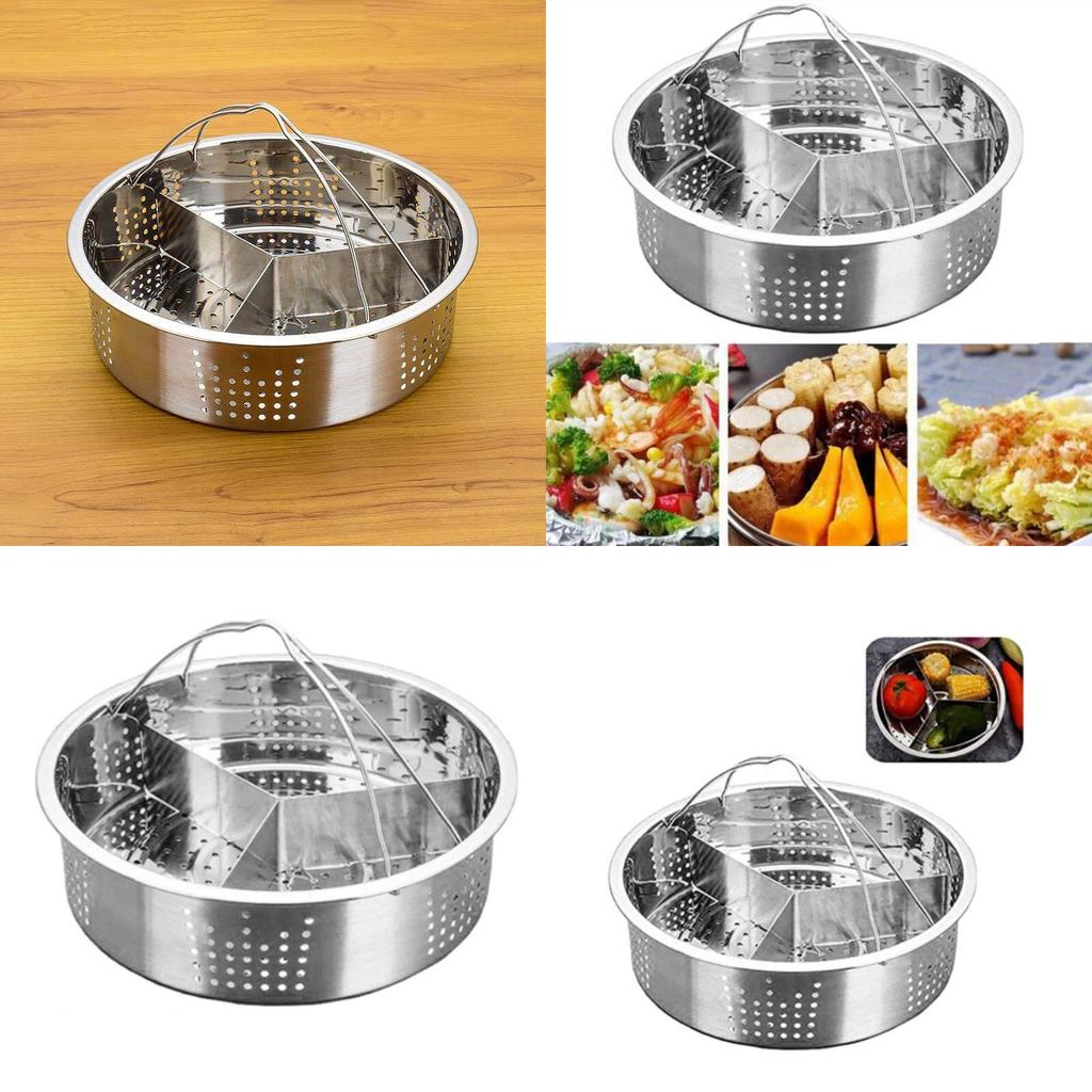 Stainless Steel Steaming Rack With Dividers For Rice Cooker And Microwave Cooking