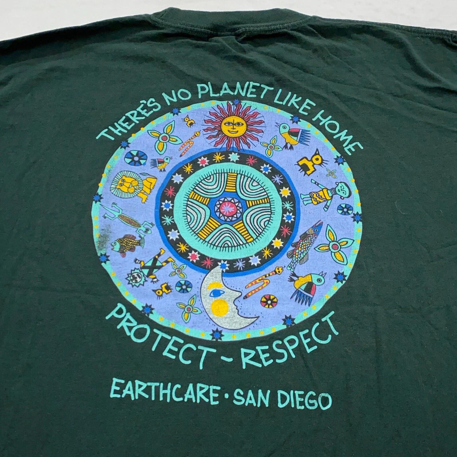 

винтаж 90-х EARTHCARE SAN DIEGO НЕТ ПЛАНЕТЫ КАК ДОМ Футболка XL активизм природа S