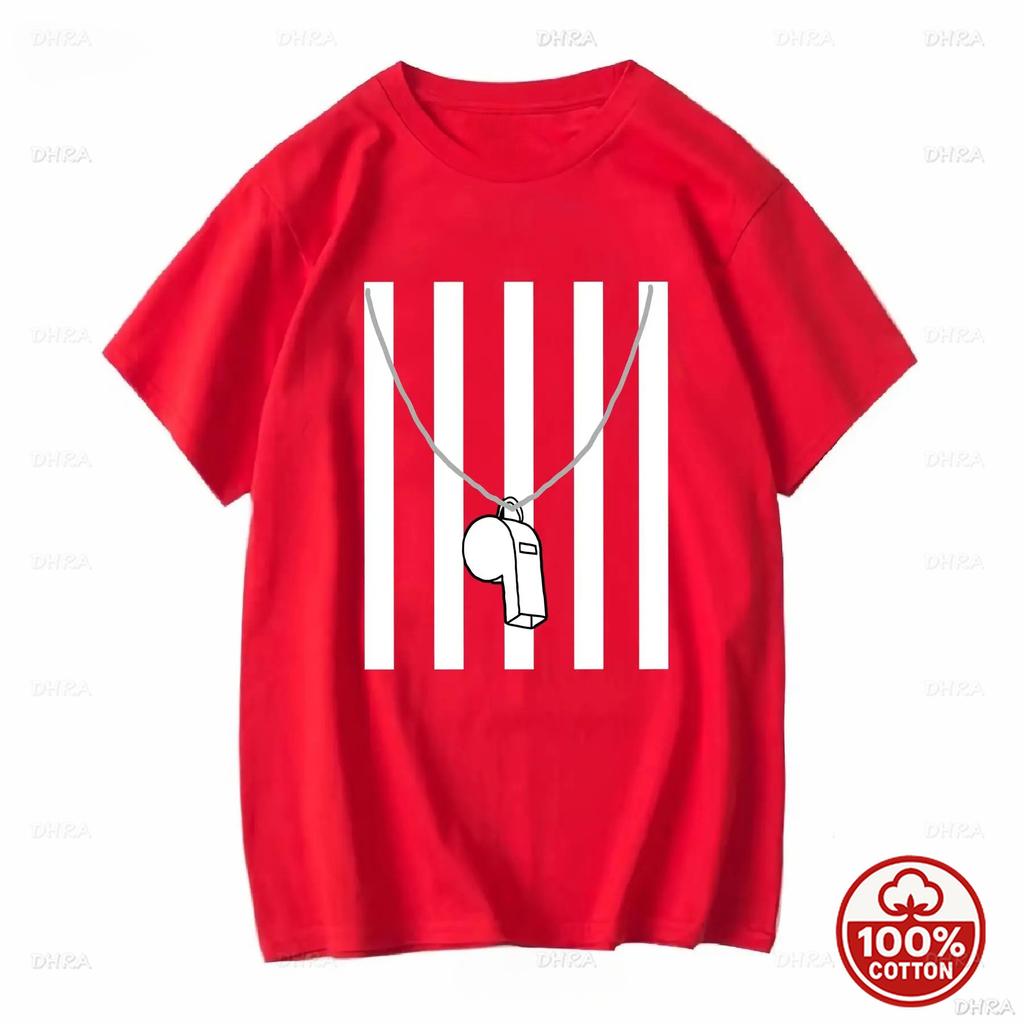 Referee TShirt Ref Assistant Whistle Costume Umpire LinesUnisex Short Sleeve Unisex Soft Cotton Loose Vintage Top for Everyday Wear
