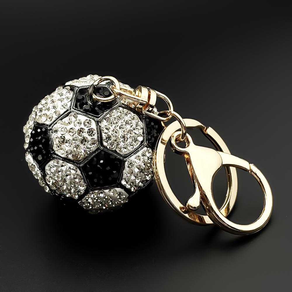 3D Soccer Keychain USA For Women Men Bling Rhinestone Canada Mexico Football Cup Keyring Souvenir Jewelry Accessory
