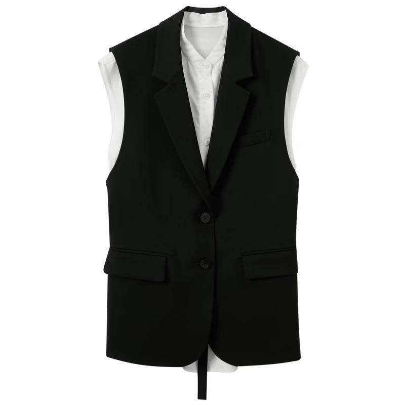 Women's Business Casual Lapel Cardigan Vest & Shirt Set