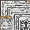 Vintage Black & White Newspaper Print Paper - 12 Sheets, European & American Style, English Pattern Decor.