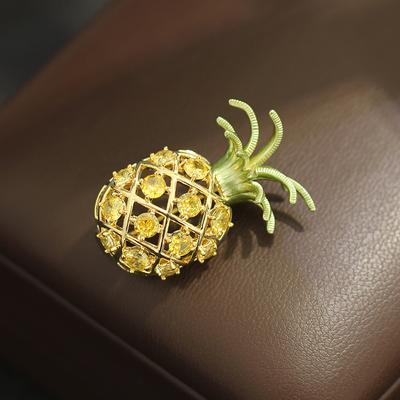 New Product Small Fresh Stone Yellow Pineapple Brooch Simple And Versatile Fashion Fruit Small Pin Men And Women The Same Collar Pin