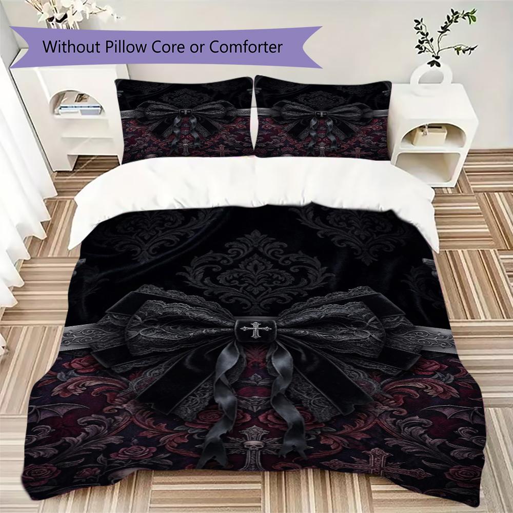Gorgeous Bow Pattern Bedding Uilt Set Uilt Cover Pillowcase Home Decoration Birthday Gift (1 * Duvet Cover + 2 * Pillowcase Without Core)113