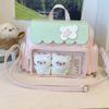 Pu Material Girl Style Crossbody Bag With Cartoon Embellishments For Daily Fashion