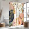 Eleganter Abstraktes Gesicht & Schmetterling Druck Wasserdichter Duschvorhang, Gold & Pastell Design High-End Toilettenabtrennungsvorhang