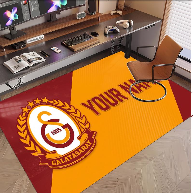 Personalized Crystal Velvet Carpet Galatasaray FC Pattern Non Slip Floor Rug