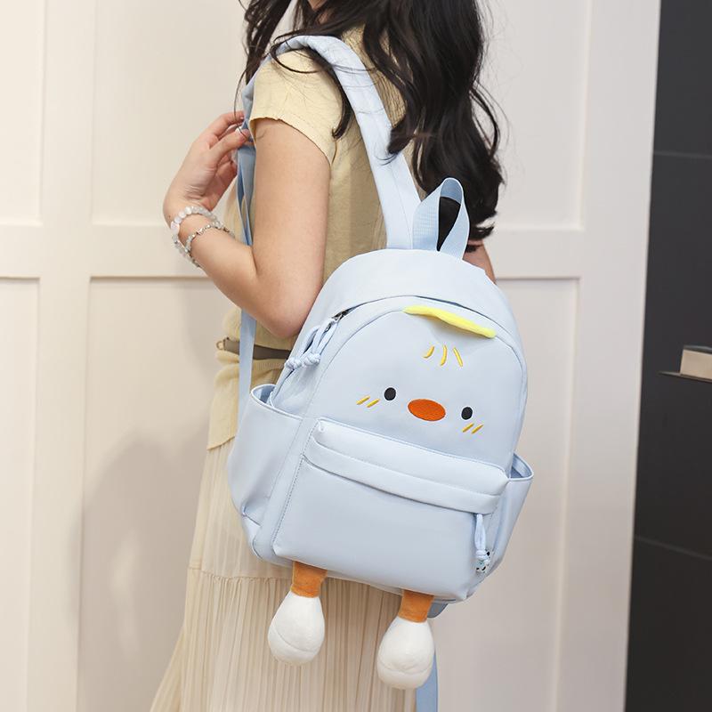 Schoolbag childlike cute duckling backpack simple waterproof schoolbag junior and high school students light travel cute soft girl backpack