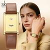 Women Rectangle Quartz Wristwatch Leather Strap Date & Minute Display Dress Daily Watch