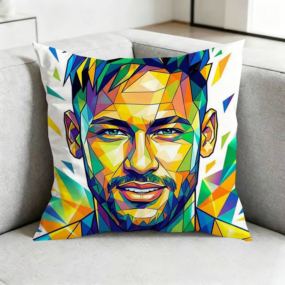 Cool NeymarR Football Cartoon Square DoubleSided printed Pillow Case Bedroom Bedside Pillow Sofa Cushion Cover Gift