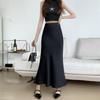 2024 French Retro Satin High Waist Fishtail Midi Skirt