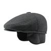 Middle-Aged Elderly People Forward Cap Men's Autumn Winter Ear Protection Warm Cap British Peaked Cap Beret Hat