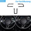 For Ford Mustang 2015-2023 Forged Carbon Fiber Steering Wheel Button Panel Surround Trim Cover Car Interior Accessories Sticker