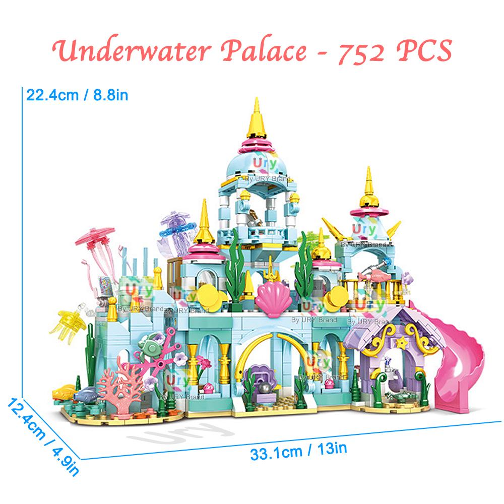 Friends Princess Undersea Palace Luxury Castle Playground House Ocean Adventure Treasure Building Blocks Set Toy for Girl Gift