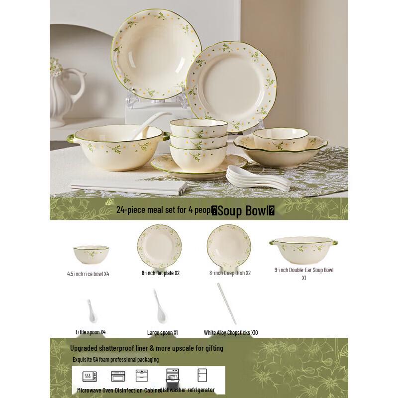 Underglaze Daisy Ceramic Dinnerware Set