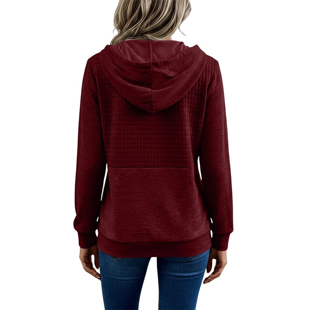 Women's Long Sleeve Color Block Hoodie for Fall and Winter Casual Fashion