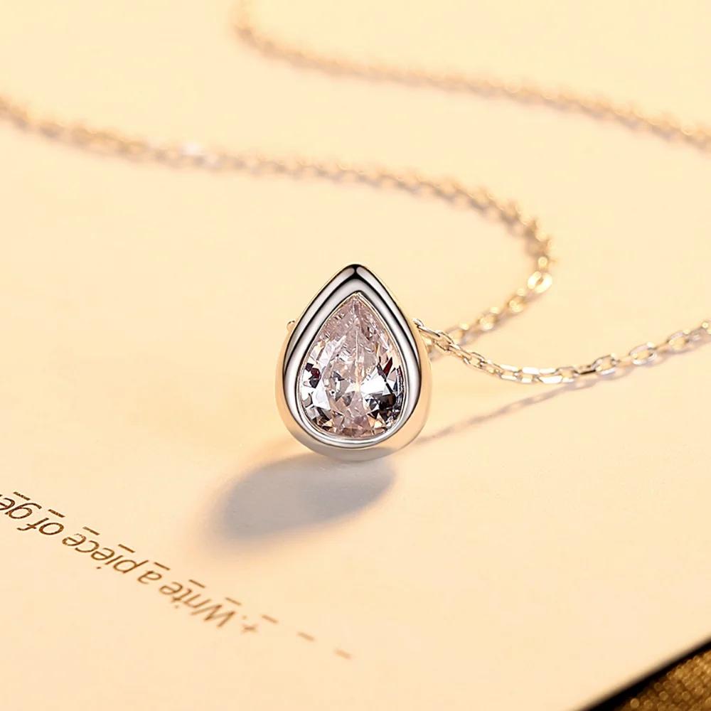 

Trumium 925 Sterling Silver Water Drop Pendants Necklaces for Women 18K Gold Plated Elegant Temperament Necklace Fashion Jewelry 45cm срібний