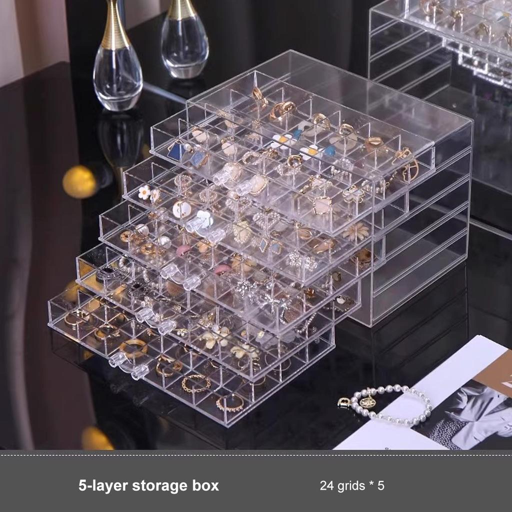 1pc Jewelry drawer storage box, transparent display box, earring, ring, necklace organizing container with compartments