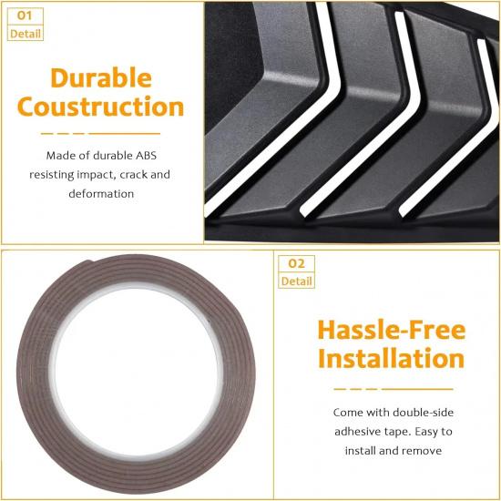 For Ford Mustang 2015- Car Rear Louver Window Side Shutter Cover Trim Sticker Vent Scoop ABS Carbon Fiber Black Accessories