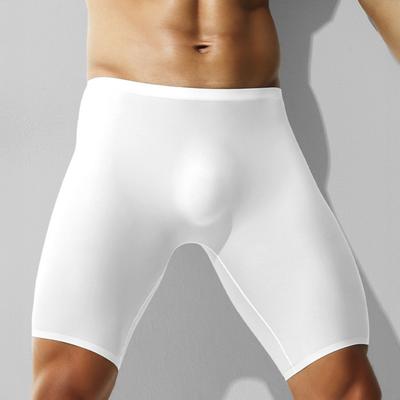 Men Boxer Underwear Elastic Mid-Waist Design Breathable Summer Ice Silk Shorts Panties Solid Color U-Convex Seamless Panties