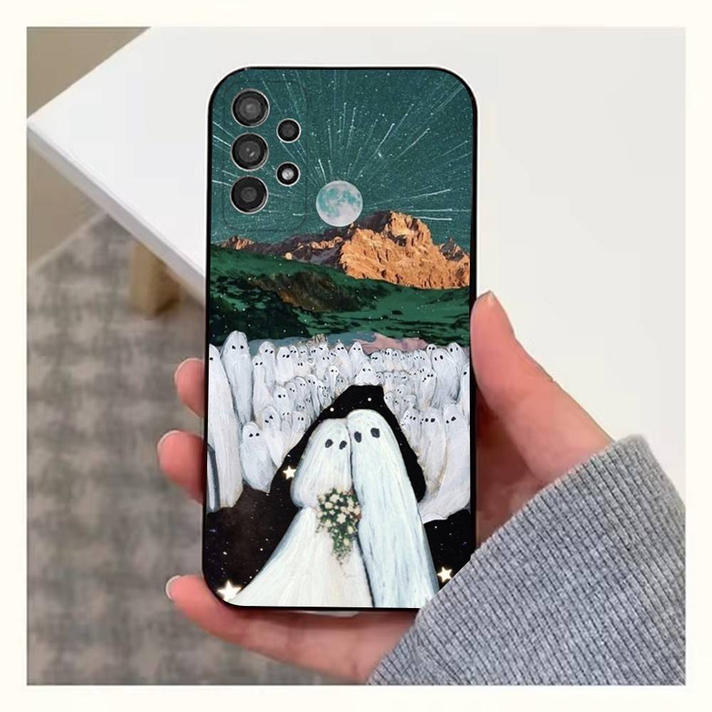 Lovely Ghost Case For Samsung S21,S9,S22,S25,S20,S10,Plus,Ultra,S24,S23,FE,Lite,Soft Silicone Black