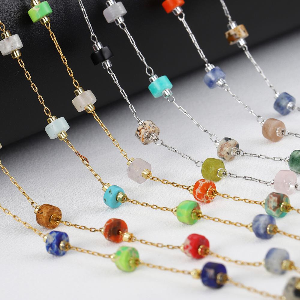 1Meter Crystal Stone Beads Chains Stainless Steel PVD Plated Beaded Chain for DIY Jewelry Making Components Bracelets Necklaces