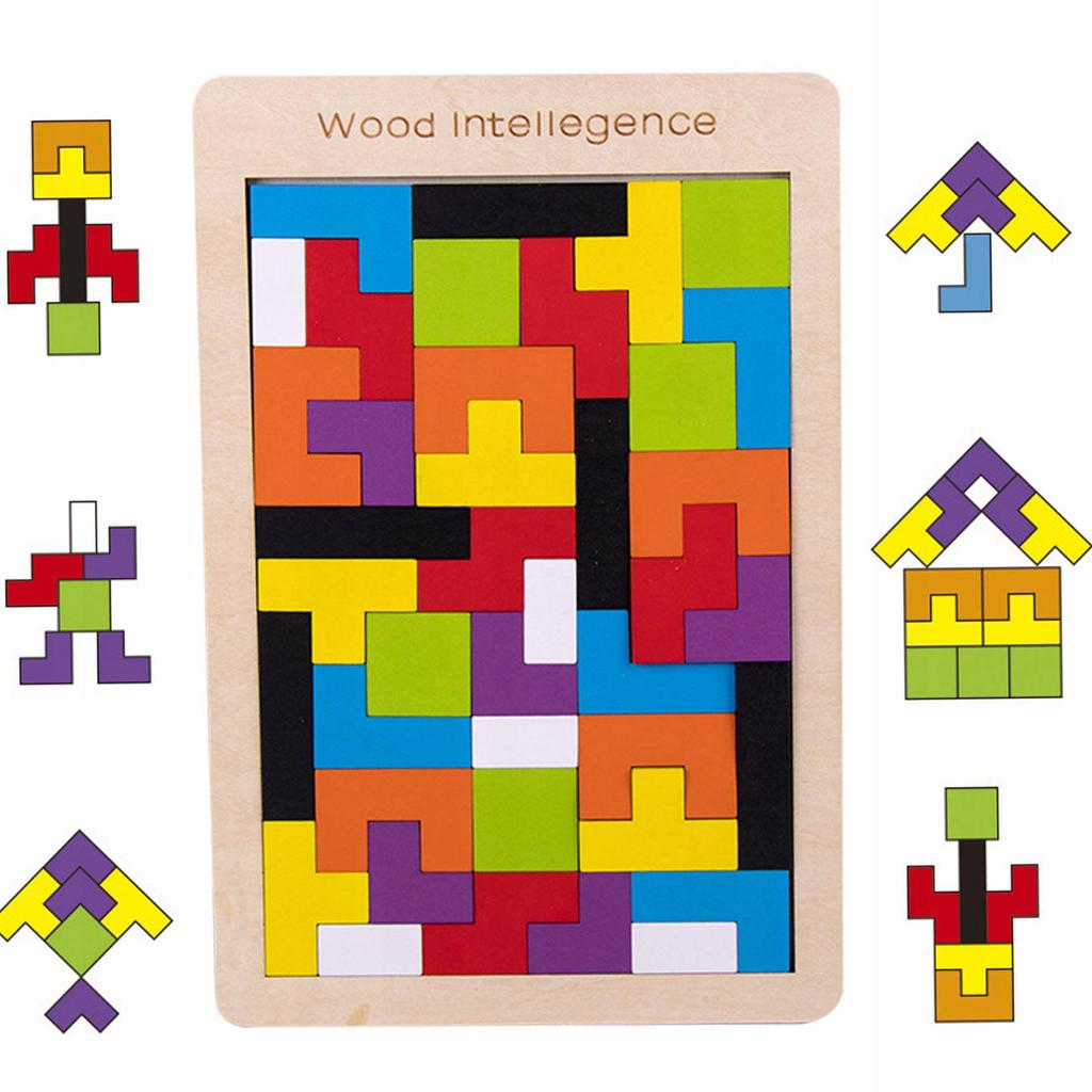 Wooden Tetris Blocks 3D Montessori Eco Wood Puzzle