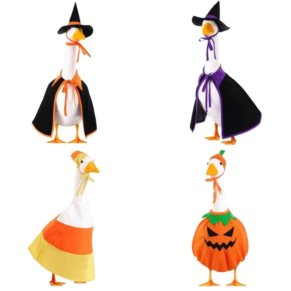 Funny Cloak Halloween Porch Goose Costume Witch Hat 23inch Lawn Goose Outfit Creative Pumpkin Garden Goose Costume Outdoor
