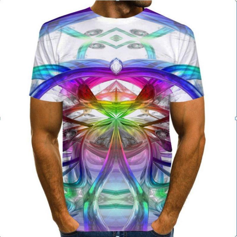 Casual Men's 3D Vortex Printed Short Sleeved Men's Summer 3D T-shirt