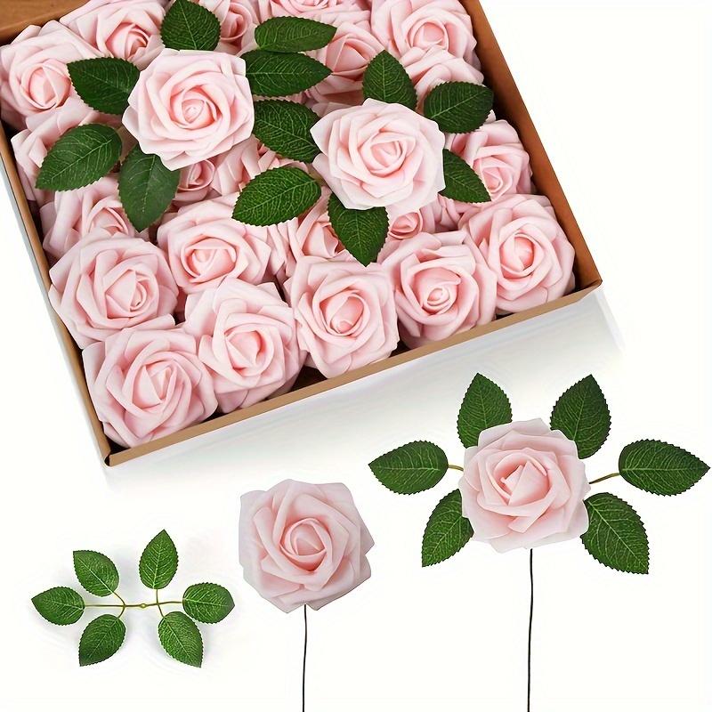 

25 шт. Квіти штучні з піни, що імітують справжні, троянди зі стеблами для DIY весільного букета, білі, для центральної композиції на дівич-вечір, прикраса столу для вечірки