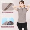 [Rovidorx] Yoga Wear Tops Half Zip Shirt Short Sleeve T-shirt Ladies Sports Training Running Wear Golf Wear Tennis Wear Sportswear Pilates Wear Gym