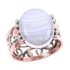 Natural Blue Lace Agate Gemstone 925 Sterling Silver Two Tone Ring Size 10 E7Z22