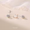 925 Sterling Silber Natürliche Süßwasserperlen Hinten montierte Ohrringe für Damen Französisch Leichter Luxus Temperament Party Schmuck