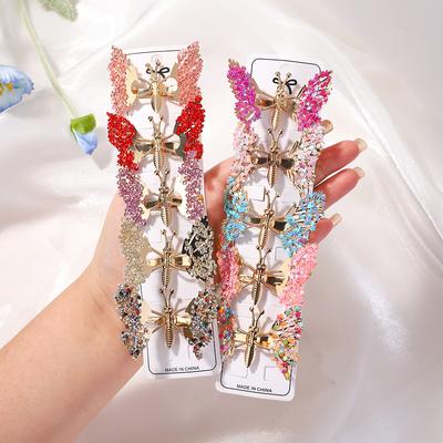 6 Stück Elegante Glänzende Stern Pailletten Quaste Schmetterling Haarnadel für Frauen Mädchen Zitternde Seitenklemme Beweglicher Schmetterling Haaraccessoires