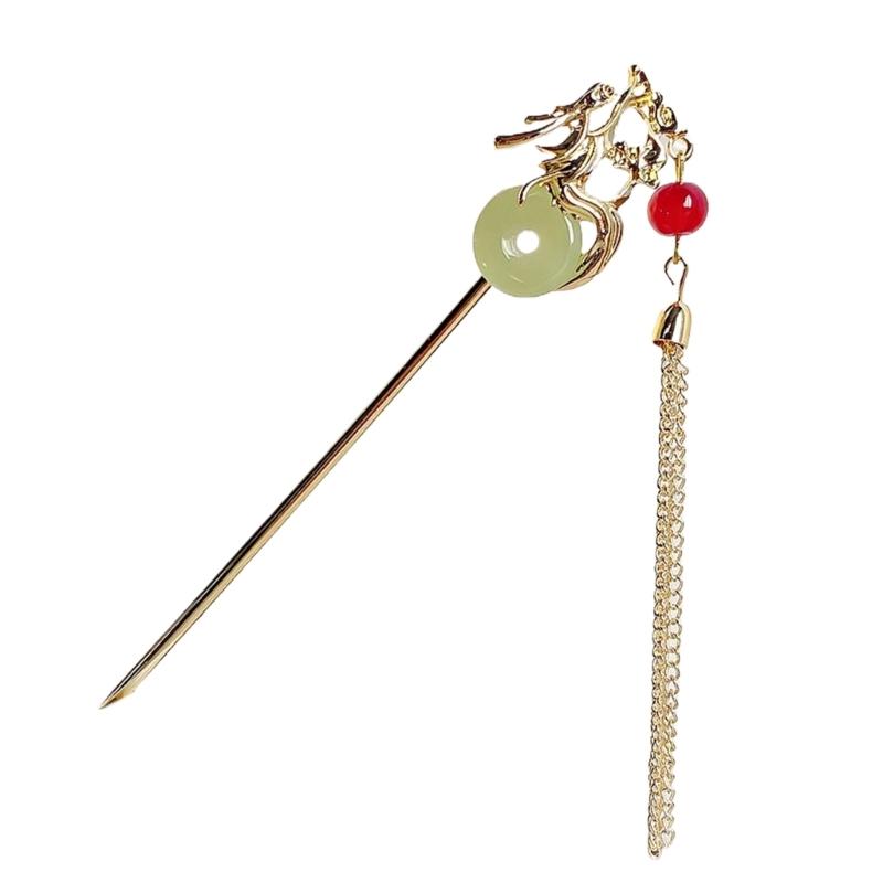 Élégant Bâton à Cheveux à Franges Chinois Hanfu Balanciers Épingle à Cheveux Barrettes Baguettes Antidérapantes Épingle à Cheveux Dragon pour Coiffure