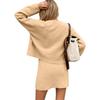 Women's solid color woolen button cardigan dress two-piece set