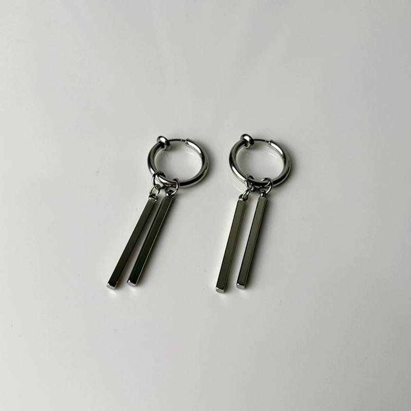 Titanium Steel High-end Style Earrings for Men, with Solon Ear Hooks.