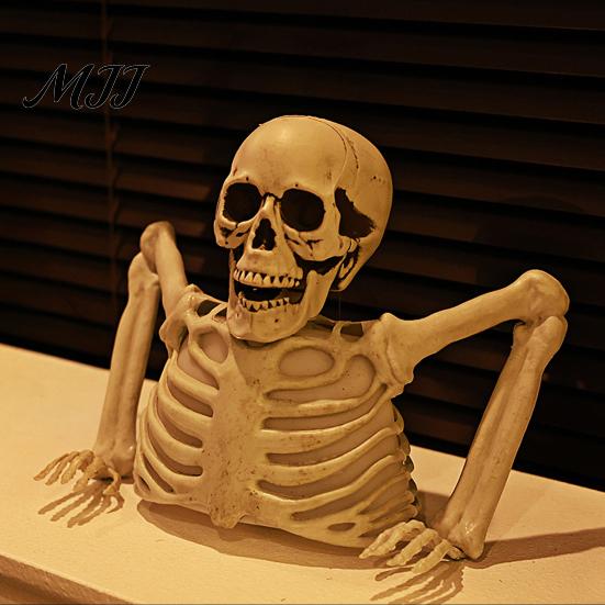 Halloween Party Decor Skeleton Decoration with Green Light, Haunted House Yard Art Decor, Creepy Ornament Night Terror Prop for Garden Indoor